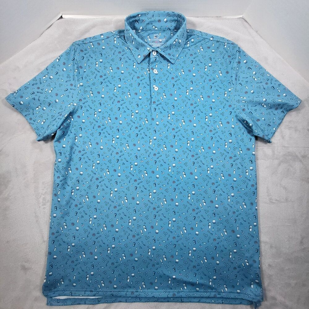 Southern Tide Polo Shirt Mens XL Blue Driver Hampstead Golf Graphic Print